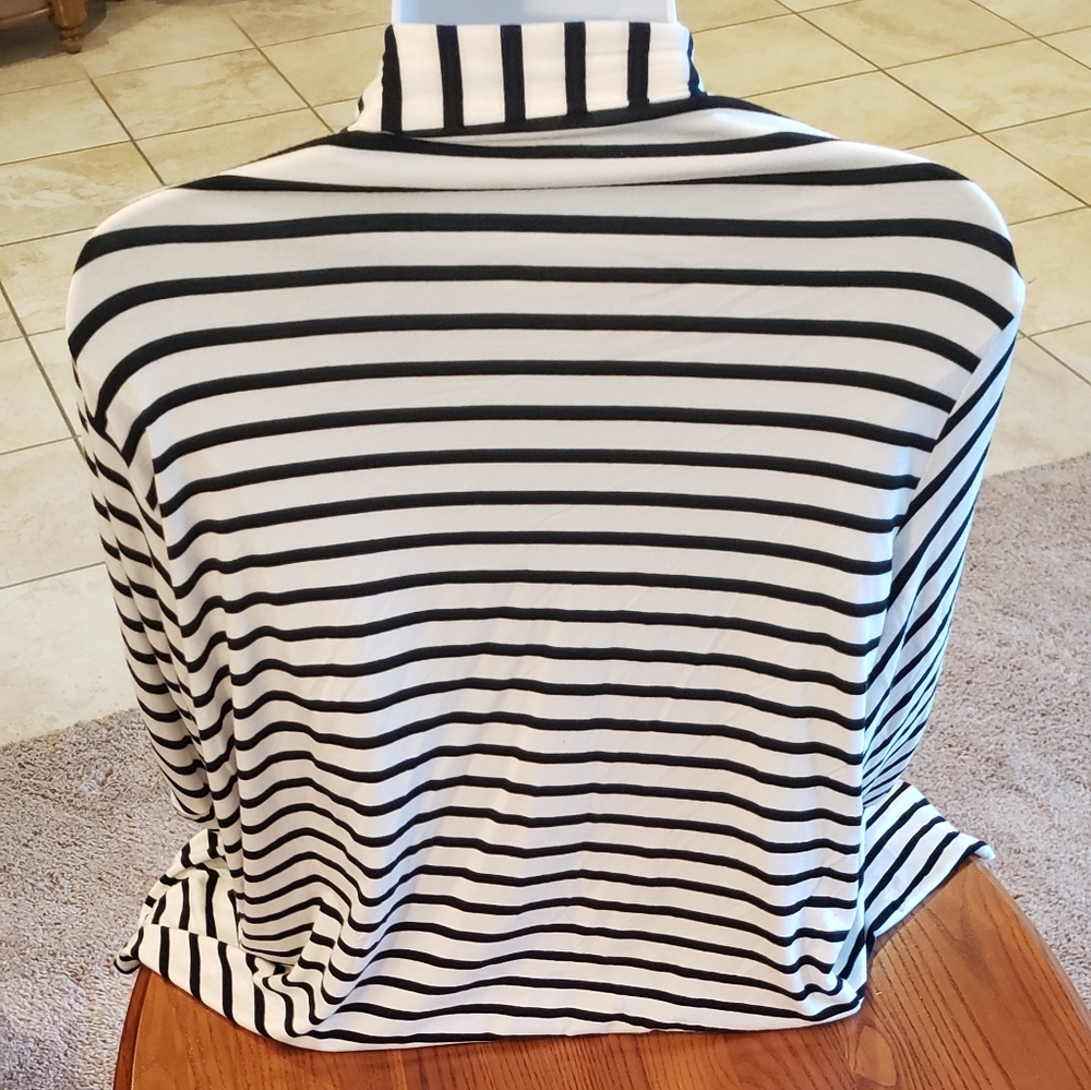 Calvin Klein waterfall front blazer, blk/wht stripe, size L - NEW - Picture 5 of 6